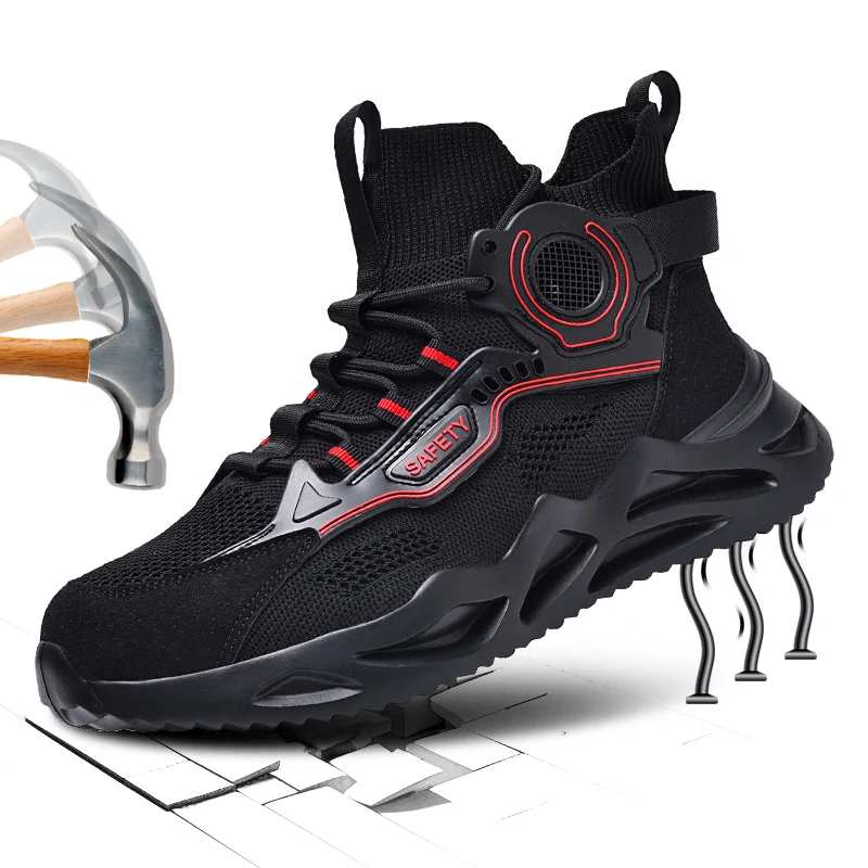 

Men's and women's steel toe safety shoes, lightweight crush-proof steel toe safety shoes, indestructible work boots.