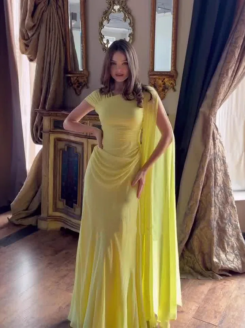 

Женское летнее вечернее платье Ele Long Svel Dr Smart Casual с круглым вырезом, средней талией и юбкой-рыбьим хвостом