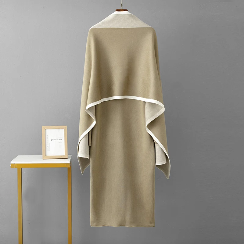 HLBCBG Winter Two Piece Knit Sets Women Shawl O Neck Long Sleeve Loose Dress Fashion 2023 Casual Warm Sweater Suit Long Dresses