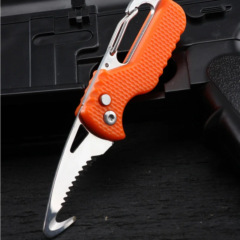 Outdoor Camping Portable Folding Knife Express Package Knife Gift Keychain Serrated Hook Knife Carry-on Survival Tool Box