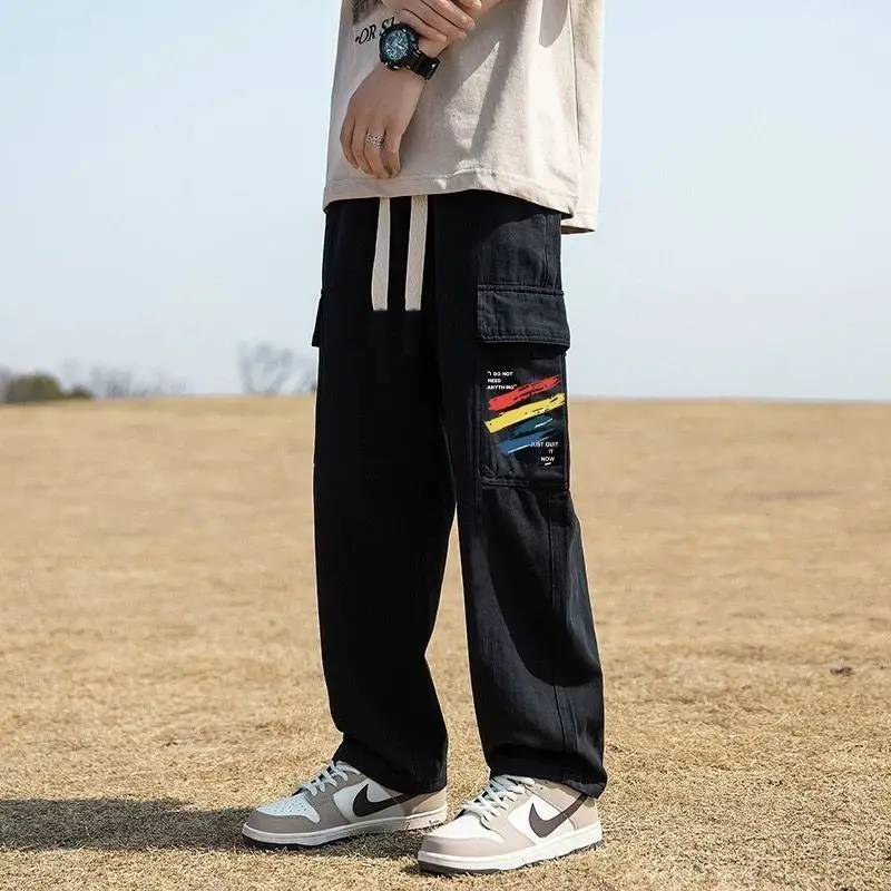 

Брюки прямого кроя в американском ретро-стиле, мужские свободные повседневные брюки, весенне-осенняя повседневная одежда, молодежная мода ​