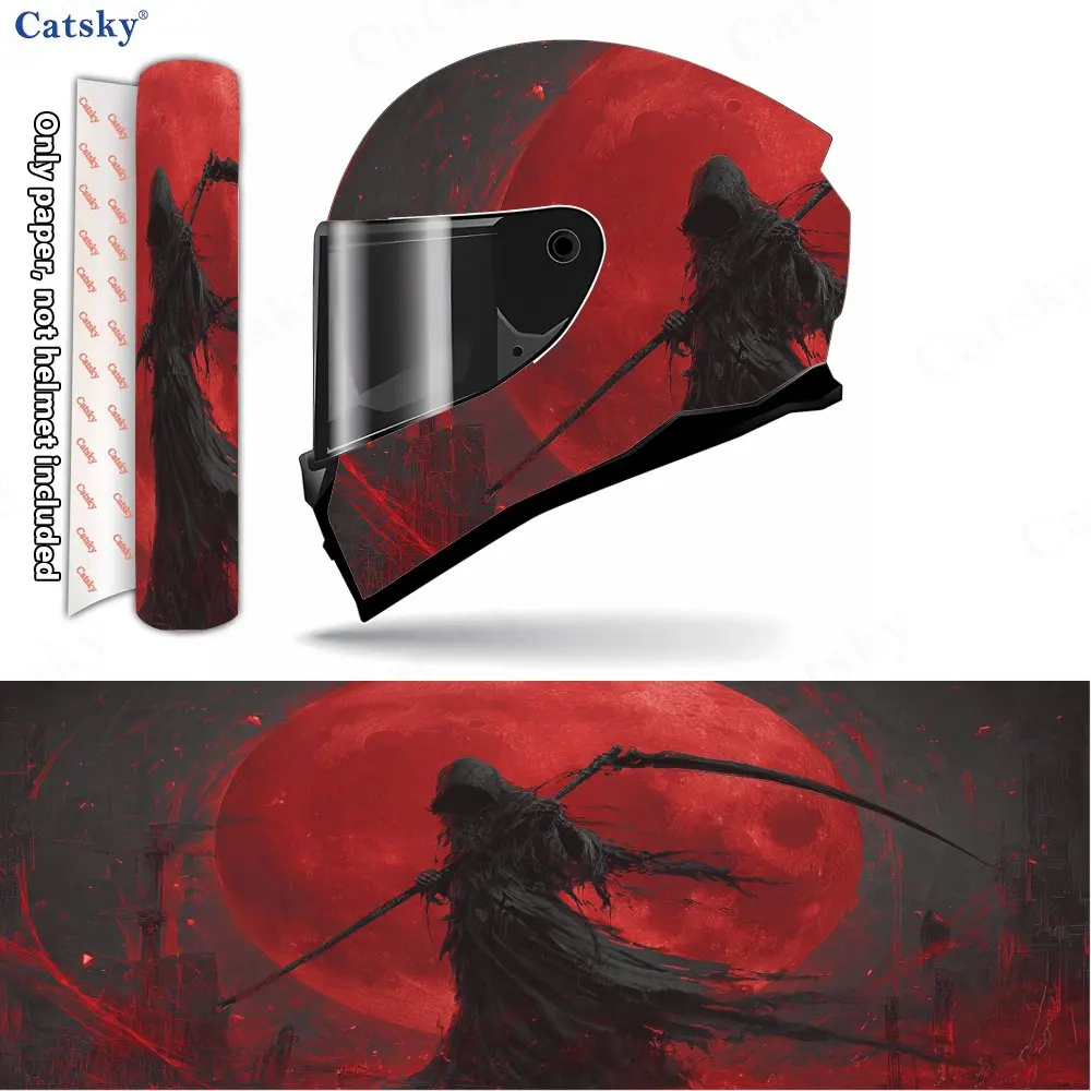 Desolate-city-accompanied Reaper Pattern Helmet stickers , PVC Material Multifunctional Helmet Stickers, Scratch-Resistant & Fad