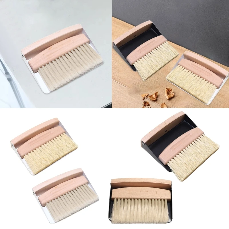 Small Beechwood Broom and Dustpan Set Efficient Cleaning Gadget with Natural Sisal Brush for Convenient Storage B03E