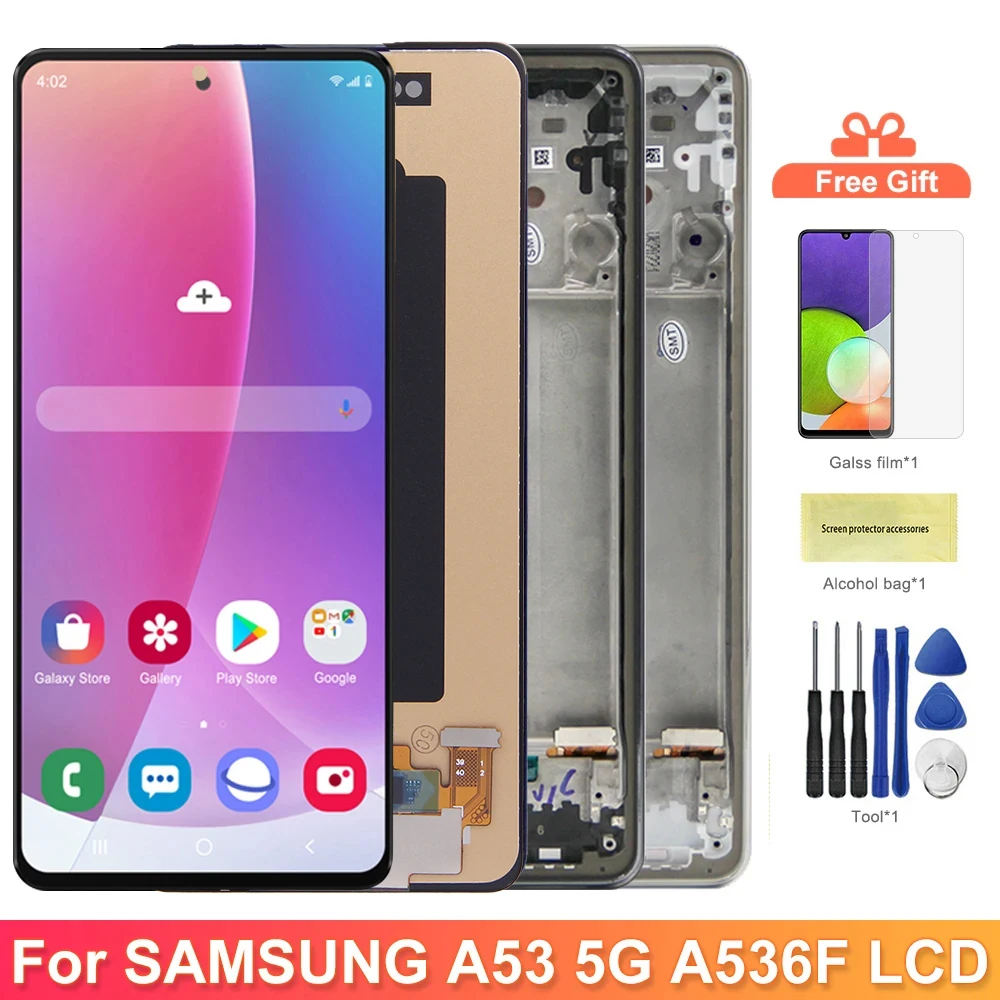 Reemplazo de pantalla tft A53 5G de 6,5 pulgadas, para Samsung Galaxy A53 5G A536 A536B A5360 pantalla Lcd pantalla táctil Digital con marco