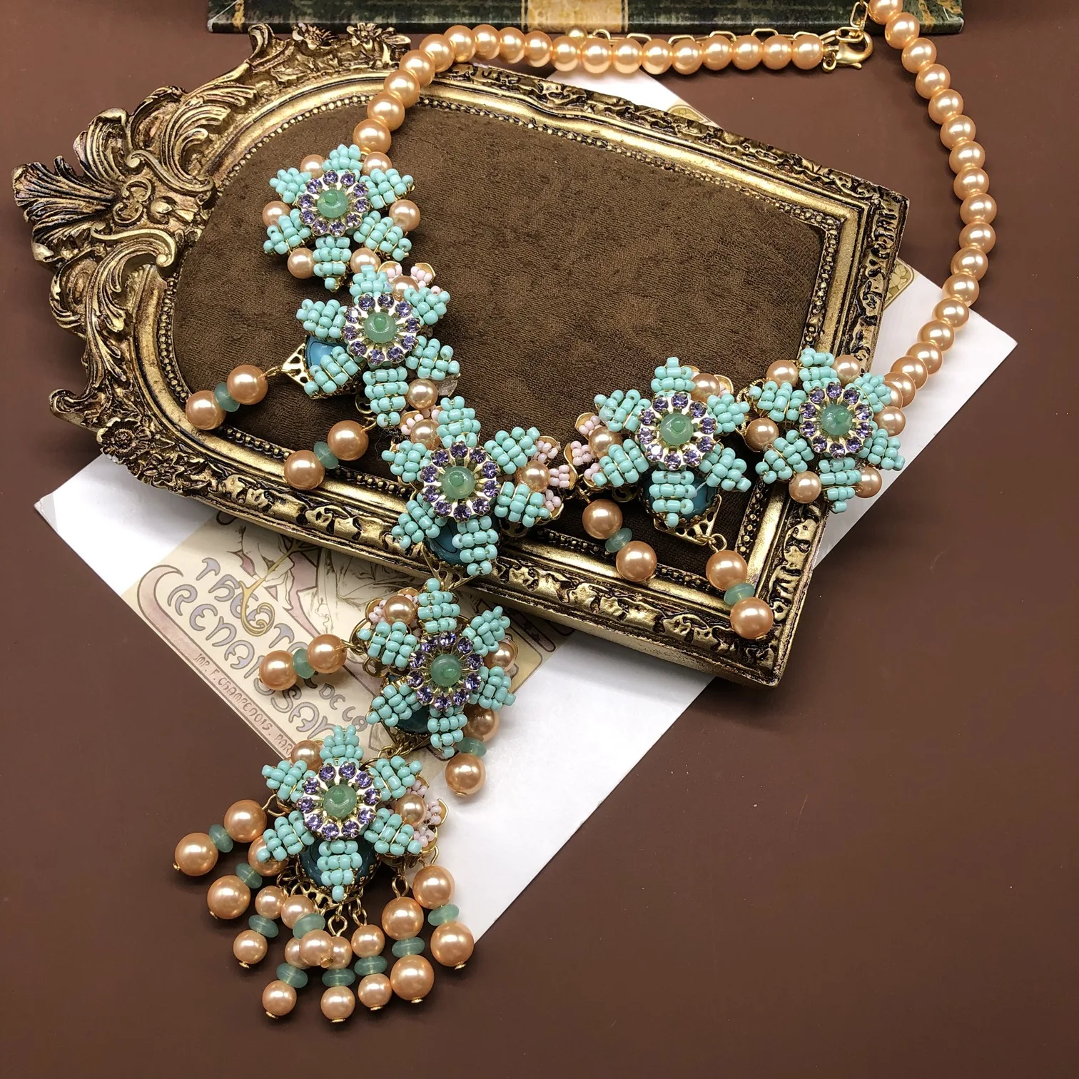 colar feito à mão temperamento da indústria pesada brincos de diamante completo elegante