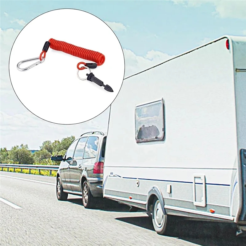 Trailer Breakaway Cable 6Ft Spring Breakaway Coiled Cable For RV Towing Trailer Emergencyy