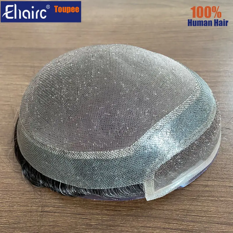 Swiss Lace Front and Mono Top Durable Male Hair Prosthesis 100% Human Hair Systems Toupee Men Wig Wig For Men Free Shipping