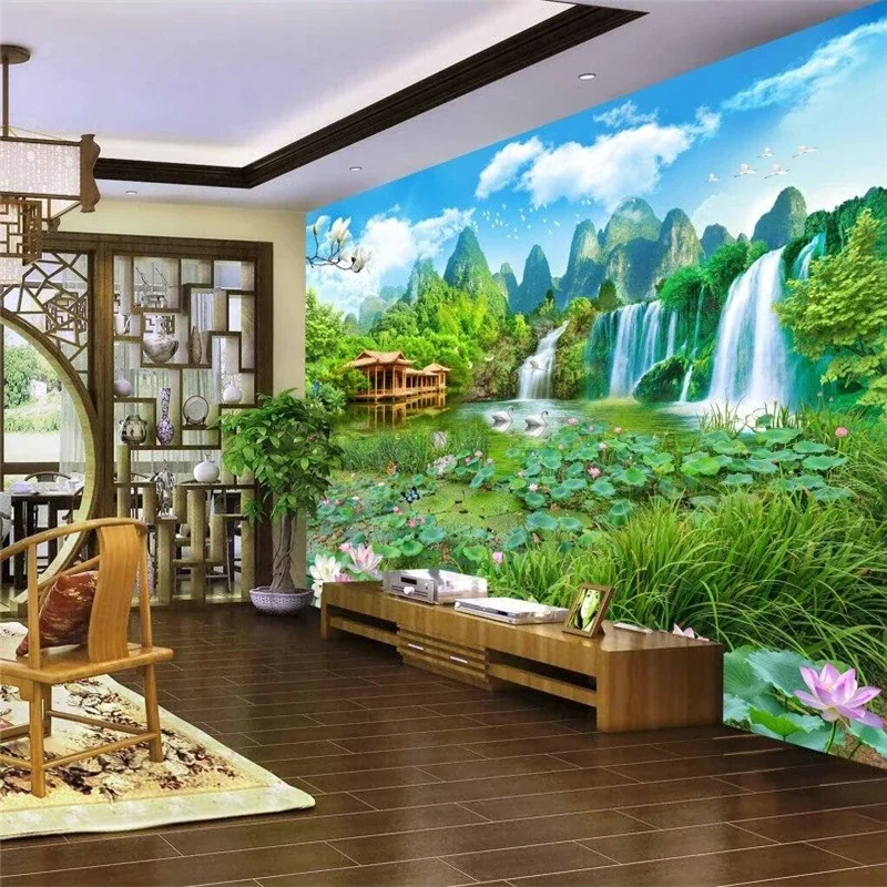 beibehang painting pond lotus Custom photo wallpaper Large wall painting background for living room 3d mural wall paper flooring