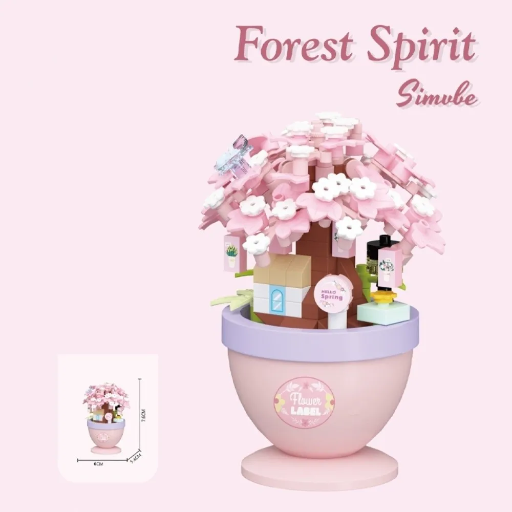 DIY زهرة بوعاء بنة تعليمية فتاة الطوب الأطفال باقة أبدية مكتب منزلي ديكور النبات #6