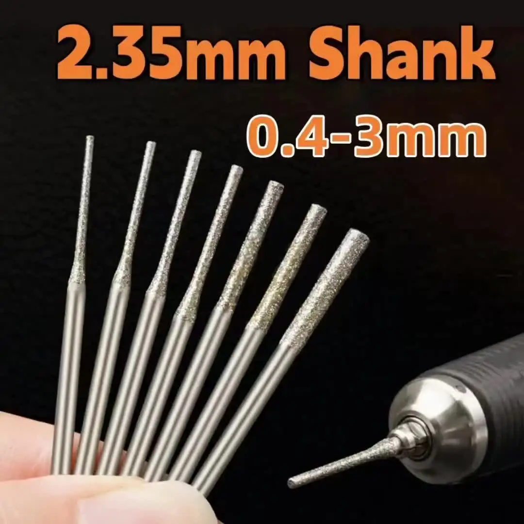 Elmas Matkap Ucu 2.35mm Şaftlı A İğne Ultra Uzun Delme Uçları İğne Delik Testeresi Delme İğnesi Metal Yeşim Taşı Genişletilmiş Delik Delme Ucu
