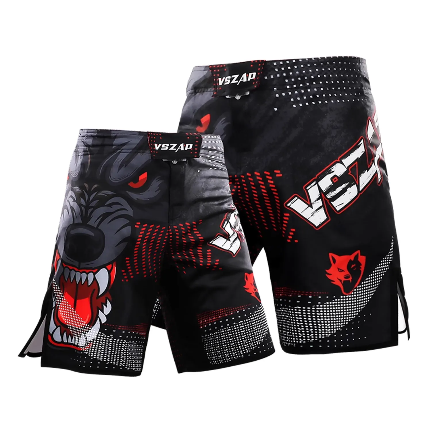 Vszap Midnight Wolf King Combat Sports Boxing Bermuda Shorts For Wear-Resistant Training, Martial Arts And Jiu - Jitsu