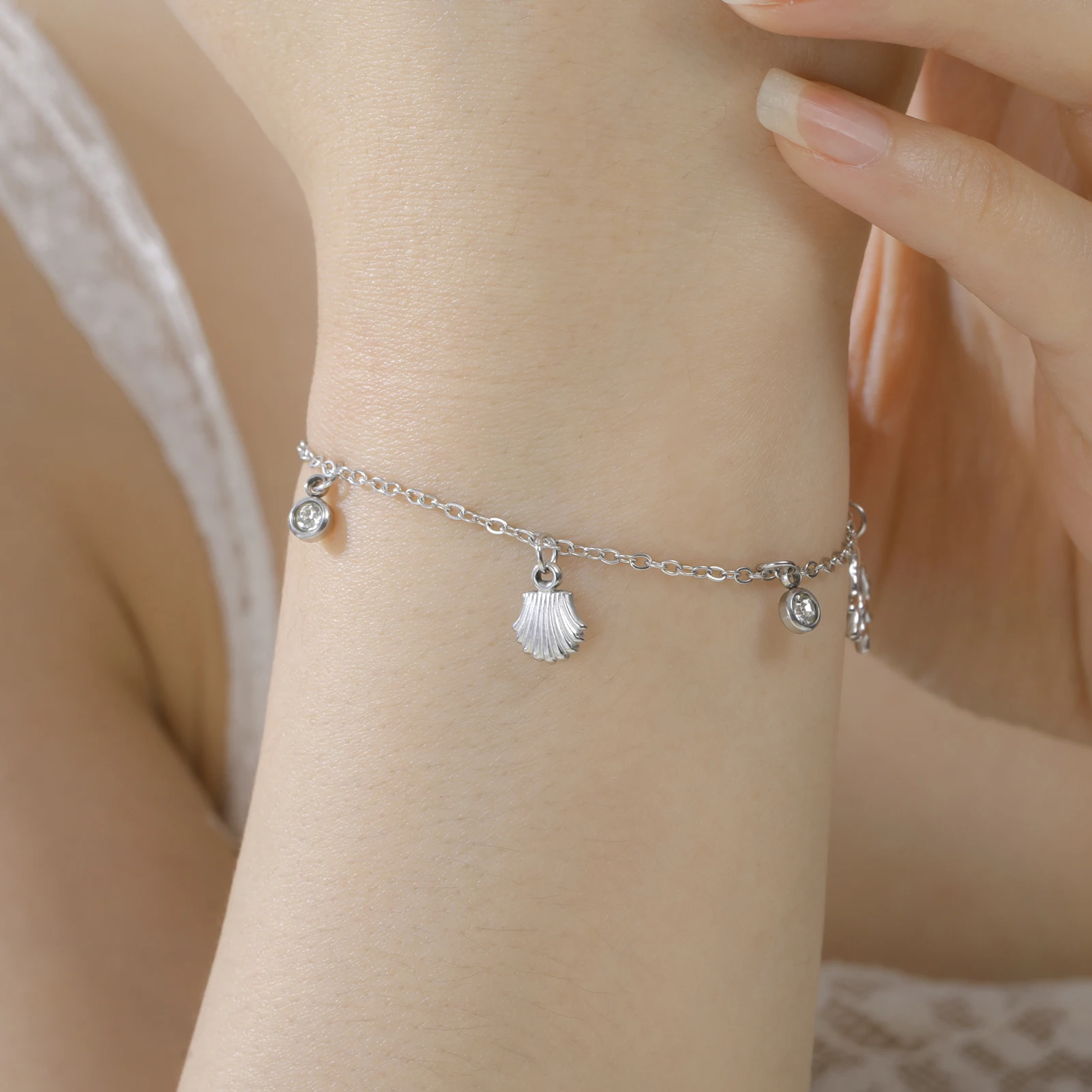 COOLTIME Mode Seestern Krabben Shell Anhänger Armband Edelstahl Boho Sommer Strand Armband Schmuck Geschenk Großhandel – Detail 5