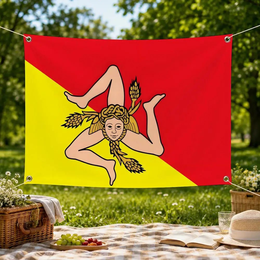 Sicily Design Flags Wall Hanging Flag Banner for Bedroom Dorm Party Festival Camping Indoor Outdoor Decor
