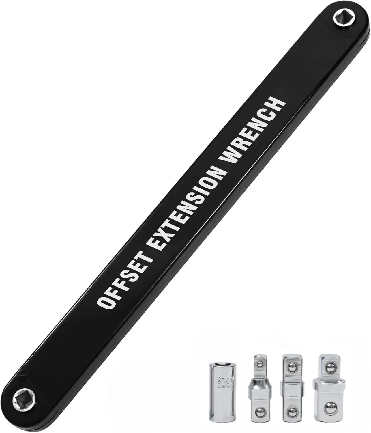 

Offset Ratchet Wrench Set with 1/4', 3/8', 1/2' Adapters & 1/4' Socket for Tight Spaces