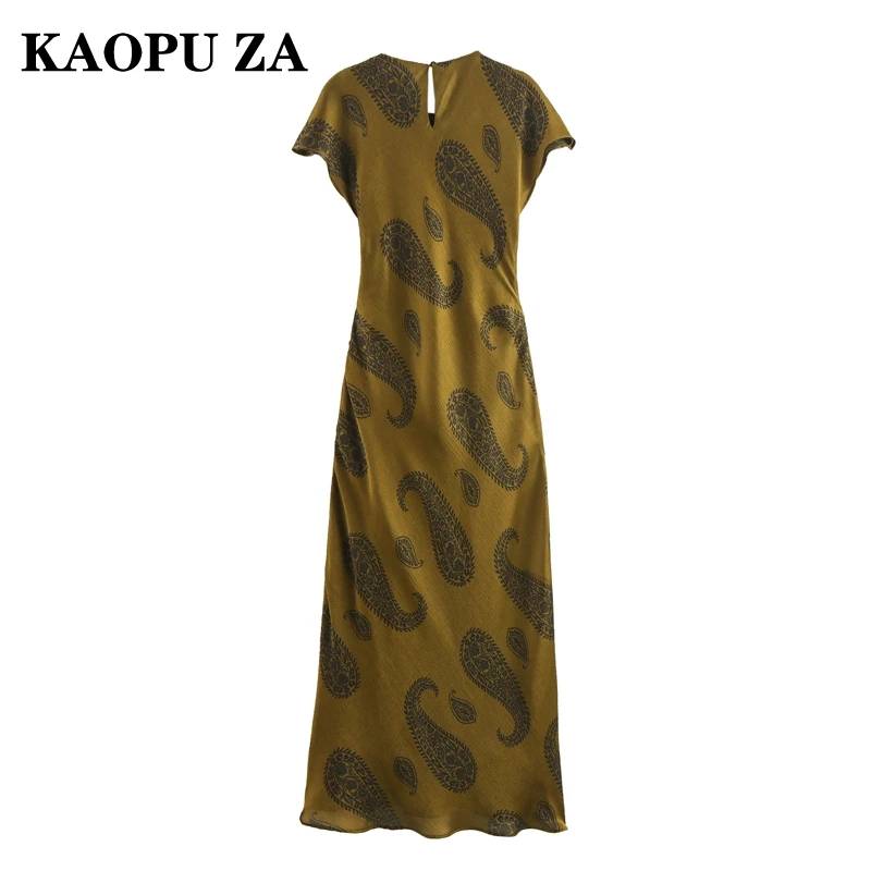 KAOPU ZA 2024 New Summer Women\'s Elegant Midi Dress Vintage Beach Skirt A-Line Casual Fashion Lady Dresses