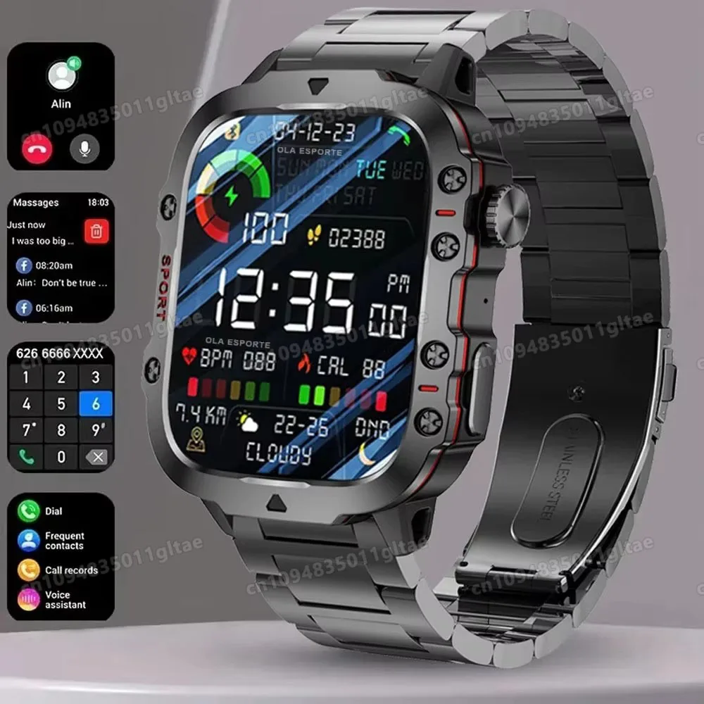 New Military Smart Watch Men IP68 5ATM Outdoor Sports Fitness Tracker Health Monitoring 1.81Inch Bluetooth Calls Smartwatch HT30