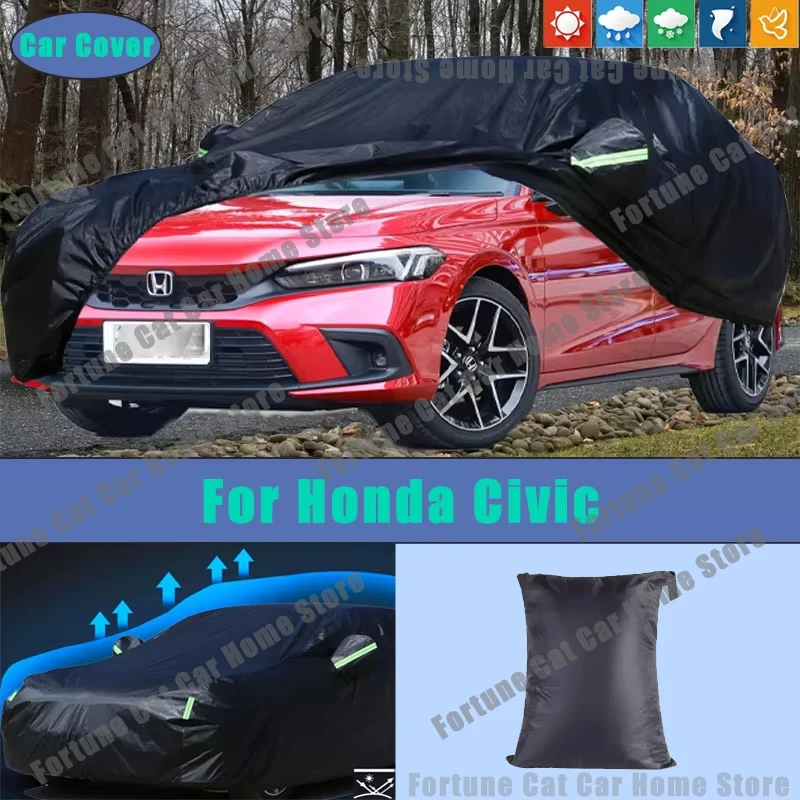 

For Honda Civic Car Full Outer Covers Outdoor Waterproof Dustproof Sun Rain Snow Protection Exterior Car Accessories