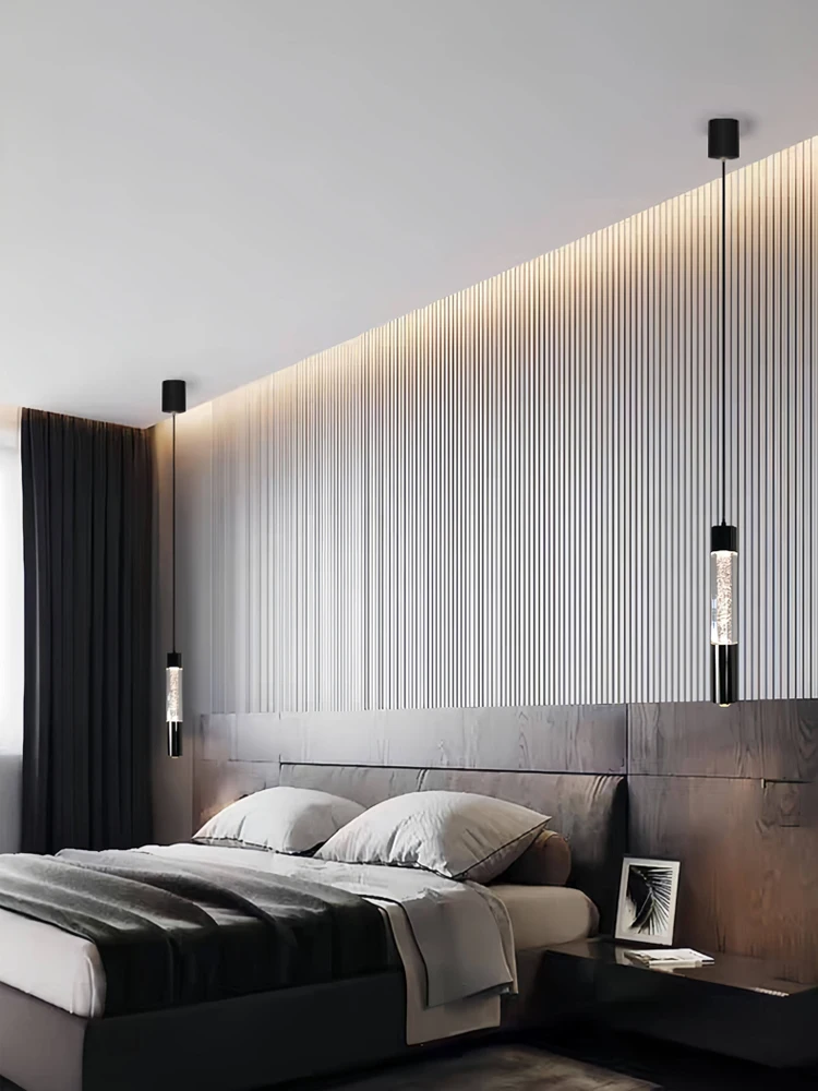 LED Modern Minimalist Bubble Glass Pendent lamp Suspended Ceiling Light Bedroom Bedhead Decoration Chandelier  Indoor Lighting