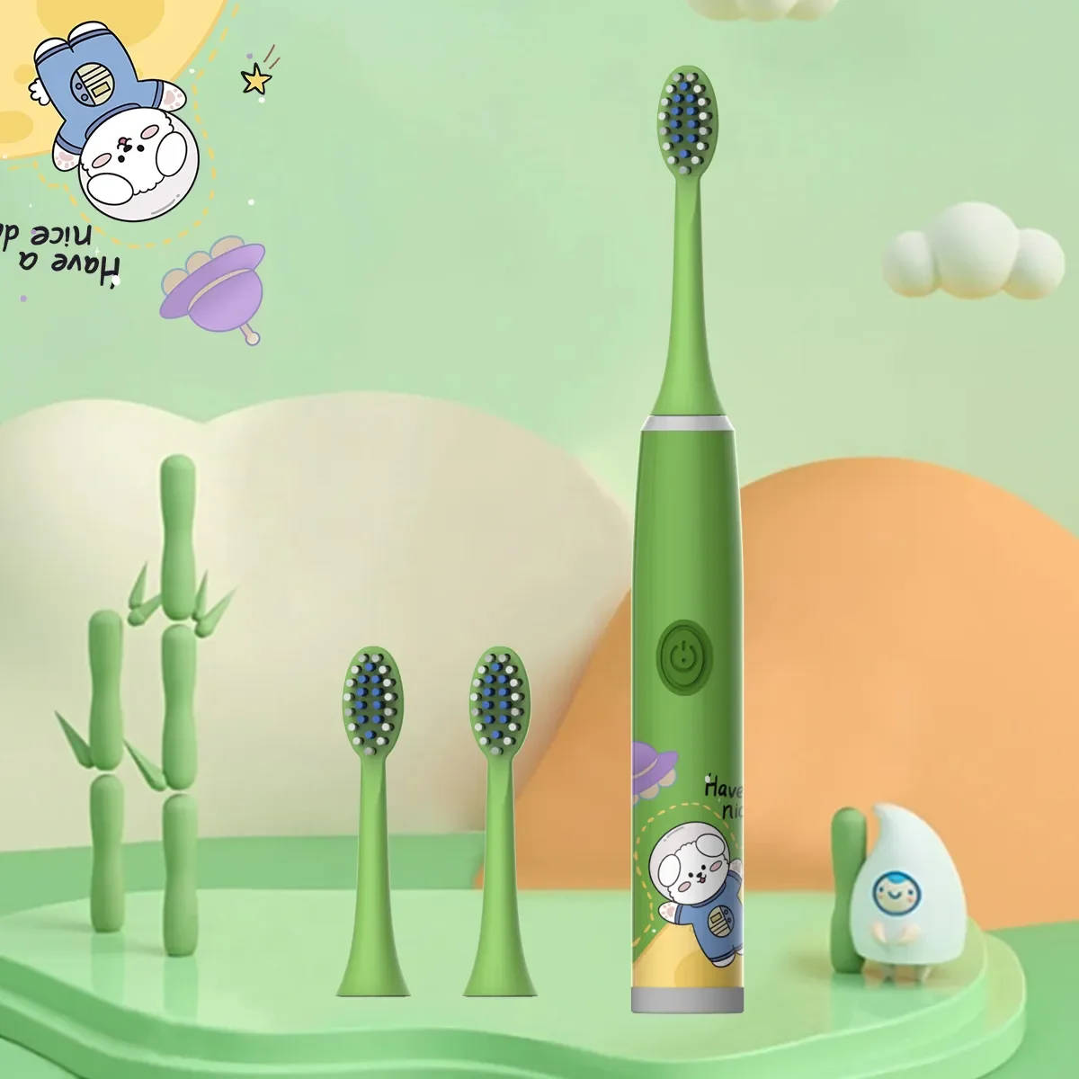 Children\'s Electric Toothbrush Color Cartoon Space Series Children\'s Soft Hair Cleaning Brush (Battery Not Included)