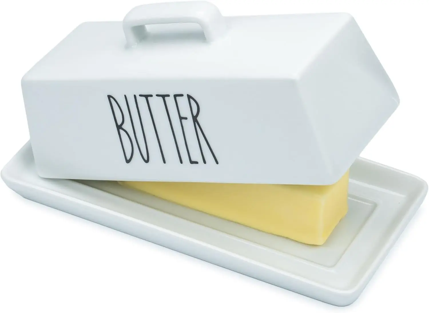 

Porcelain Butter Dish with Lid, Non-Slip Tray for One Stick of Butter, 7.6" x 3.8", Countertop Storage