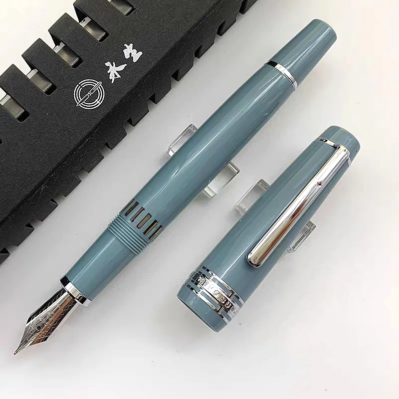 Luxury Wingsung 629 Aluminium Alloy Piston Filling Fountain Pen Blue Resin And Visible Window Stationery Office Writing Ink Pens