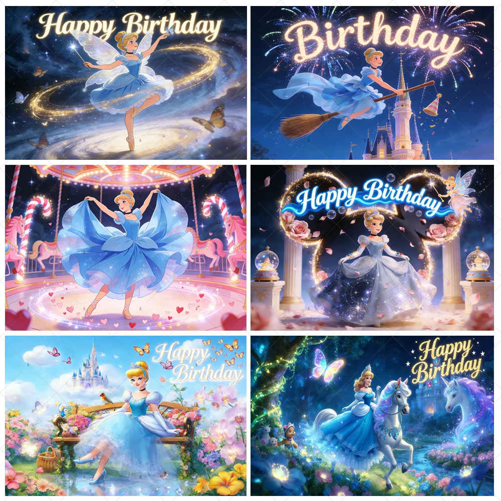 

Cinderella Castle Princess Background Girls Birthday Party Decorations Baby Shower Supplies Backdrop Photography Studio Props