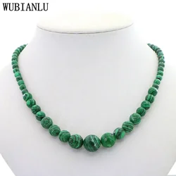 Livraison Gratuite Green Vogue 6-14mm Malachite Round Beads Collier 18