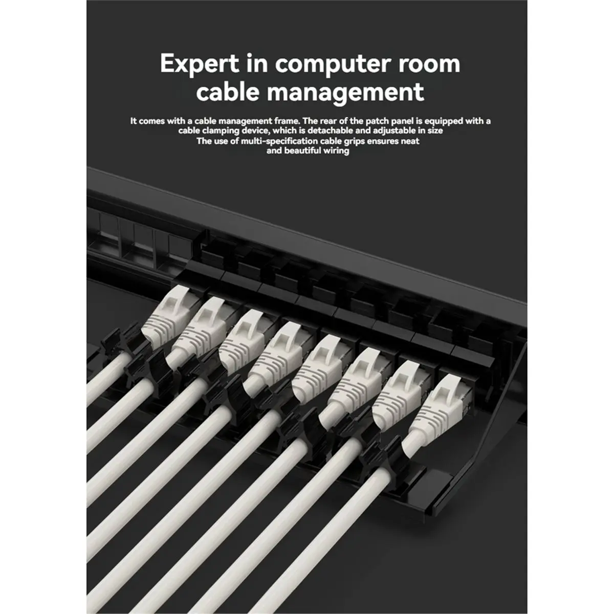 Digital Essentials 24-Port Cat6 Patch Panel UTP/STP Tool-Free Rack Mount Network Panel with Labels for Structured Cabling