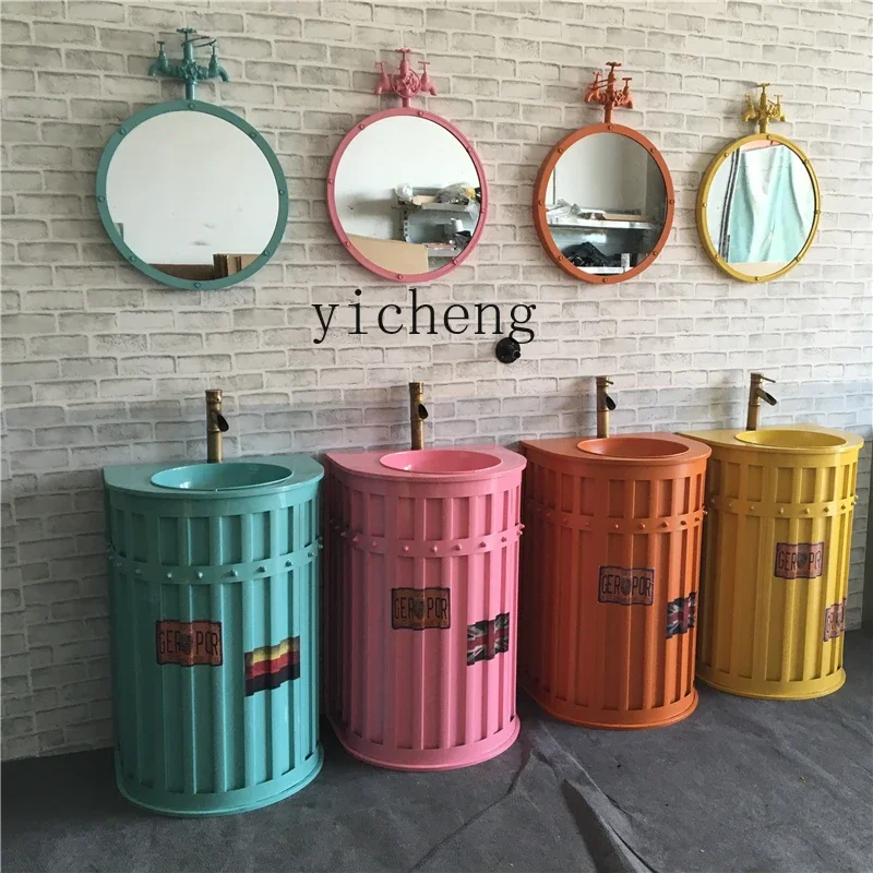 

wash basin creative retro wash table integrated column wash basin floor