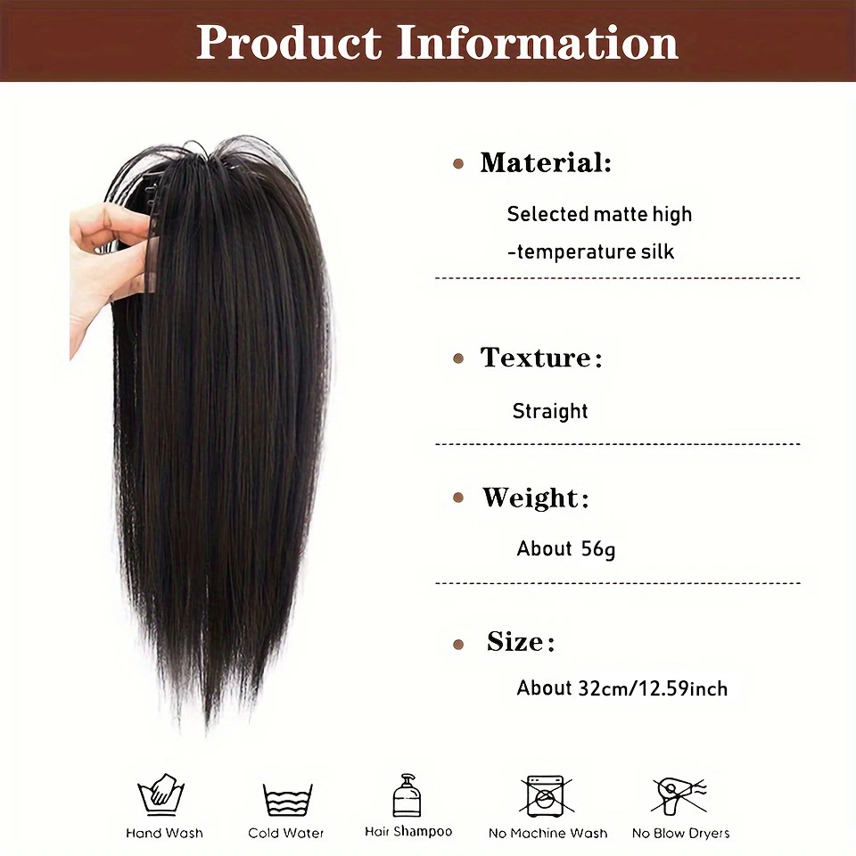 Synthetic Ponytail Claw Clip Ponytail Extensions Short Straight Ponytail Natural Wig Ponytail Ladies Ponytail Black Hair Clip