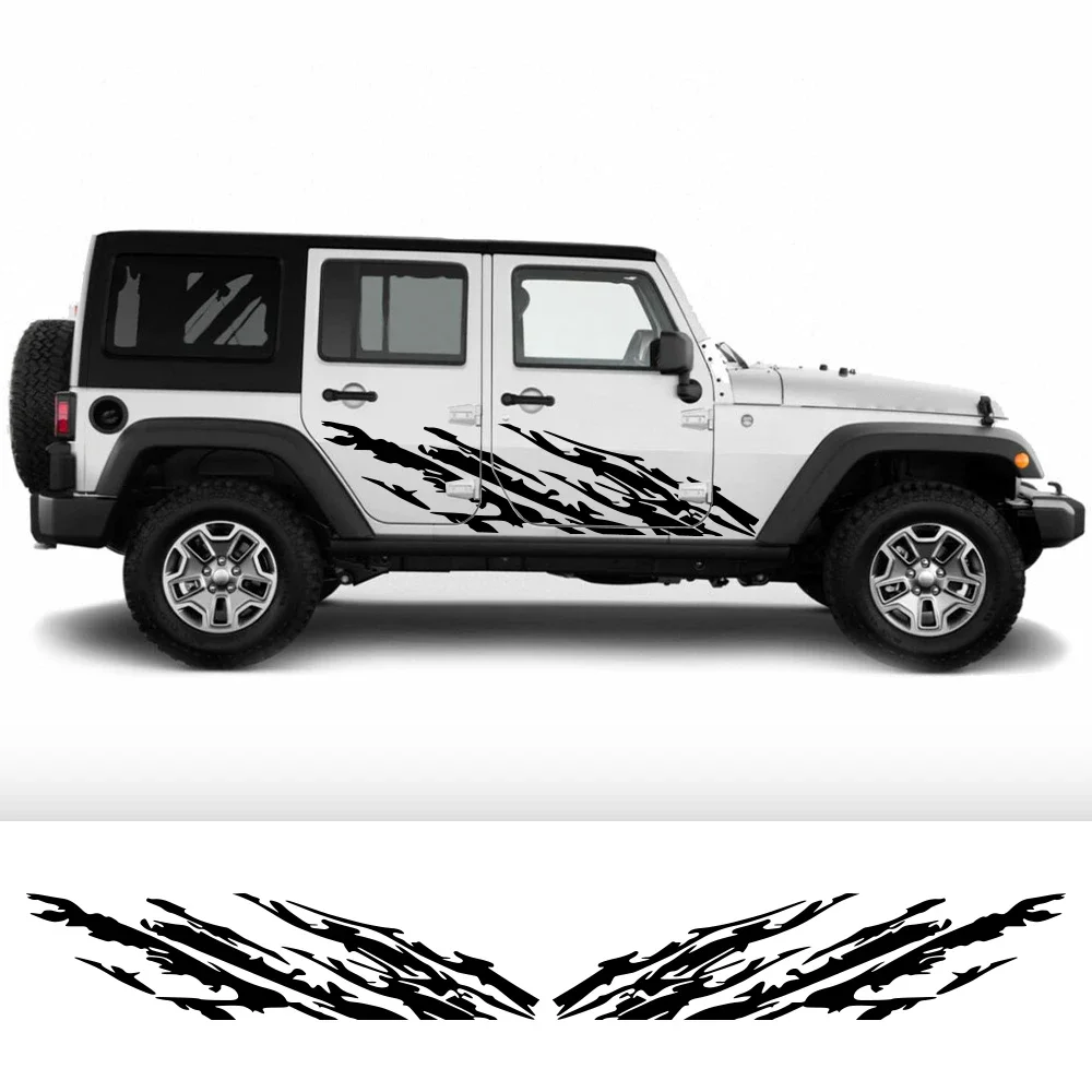 For Jeep Wrangler JK JL TJ YJ Car Door Side Stickers Mud Splashing Styling Vinyl Film Decals Decoration Auto Tuning Accessories