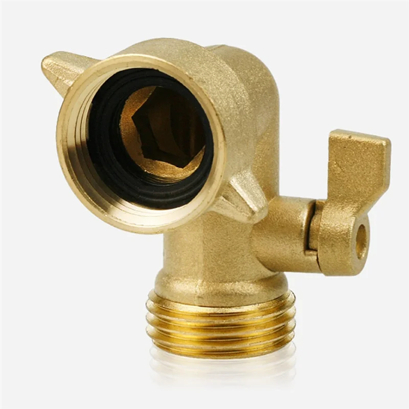 

【Получшие предложения】Медный 90-градусный коленчатый адаптер для шланга с запорным клапаном для садового шланга 3/4 дюйма, американское соединение