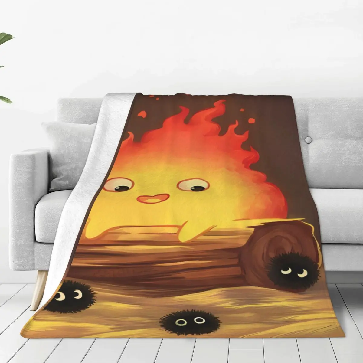 Flame Calcifer Soft Flannel Throw Blanket - Cozy and Lightweight Fleece Blanket for Home, Travel, and Outdoor Use All Year Round