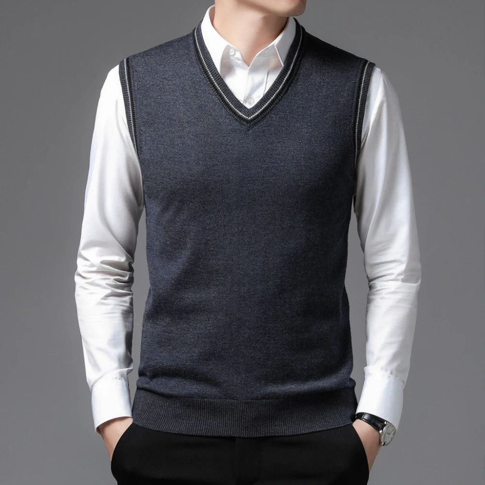 COODRONY Brand Men's Knitted Wool Vests A&W Warm V-Neck Sleeveless Sweater Vest Men Business Casual Base Clothing XXS - XL 5081