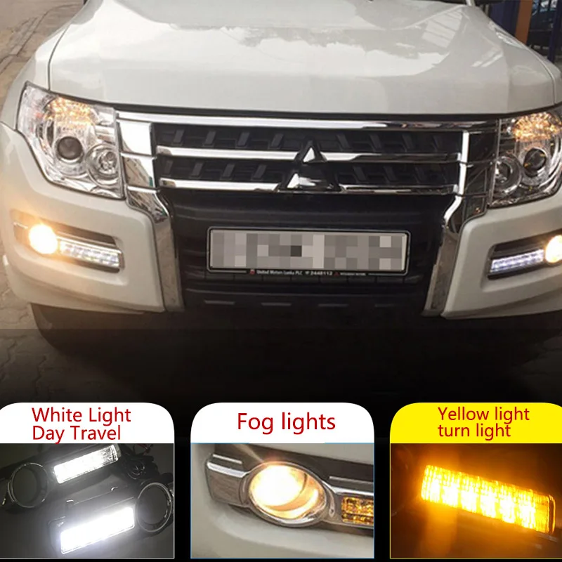 

LED DRL Daytime Running Lights Fog Lamp Turn Signal Lamp For Mitsubishi Pajero Fog Light Assembly 15-18 New Pajero V93V97