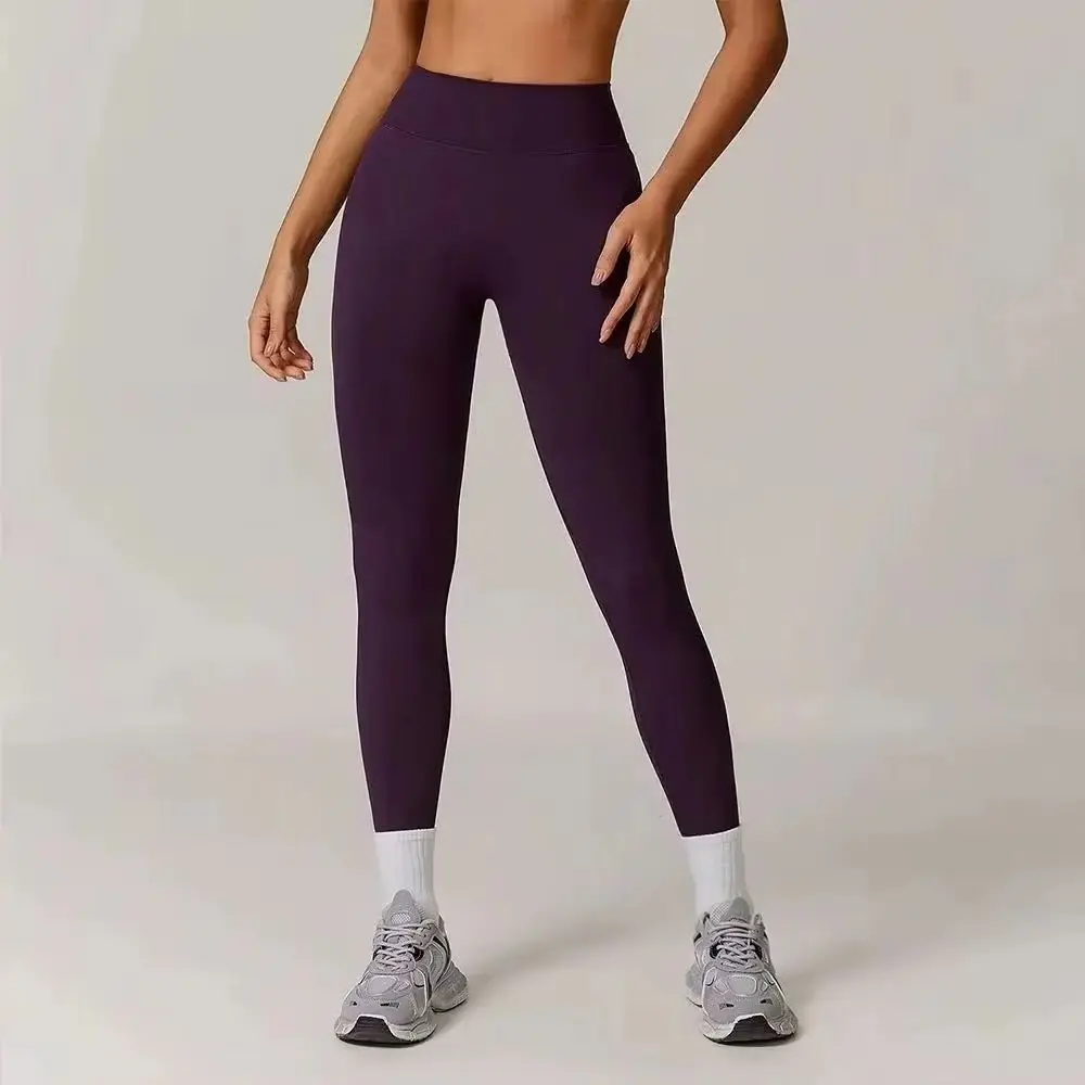 シームレスフィットネスレギンス女性スポーツハイウエスト弾性リブヨガレギンスジムジョギング速乾性プッシュアップスリムパンツ女性