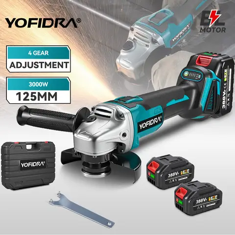 요피드라 125mm 브러시리스 앵글 그라인더 4단 변속 무선 그라인딩 머신 목공용 마키타 18V-21V 배터리 핀 호환 요피드라 125mm 브러시리스 앵글 그라인더 4단 변속 무선 그라인딩 머신 목공용 마키타 18V-21V 배터리 핀 호환