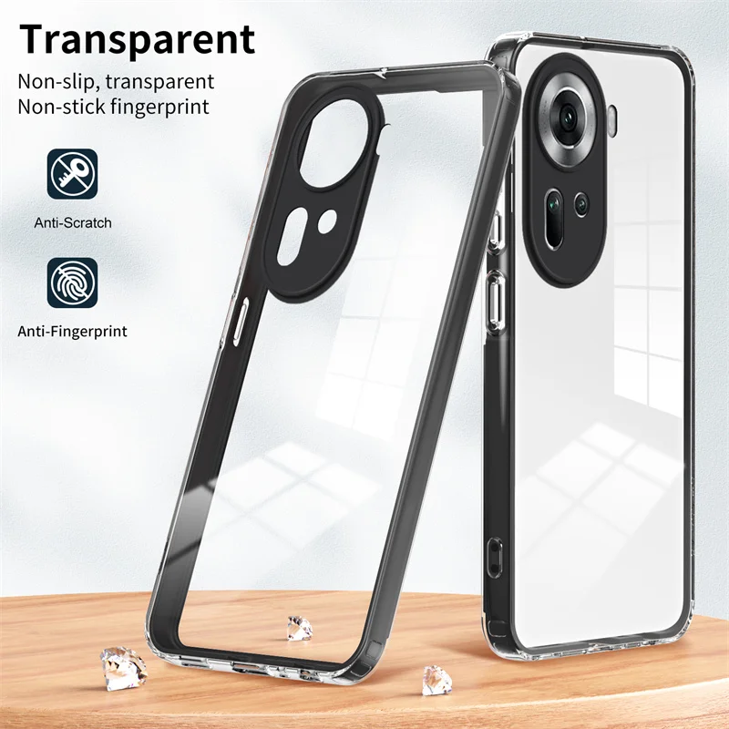 Oppo Reno11 5G CPH2599 Case Air Cushion Shockproof Hard Bumper Silicone TPU Back Cover Clear Case for Oppo Reno 11 Reno11 5G