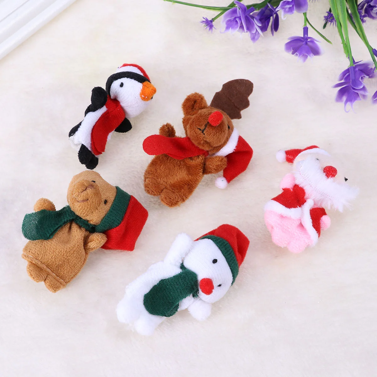 10 Stück Weihnachts-Fingerpuppen Santa Elch Sonowman Pädagogische Fingerpuppen Puppen Handspielzeug Kinder Fingerpuppen