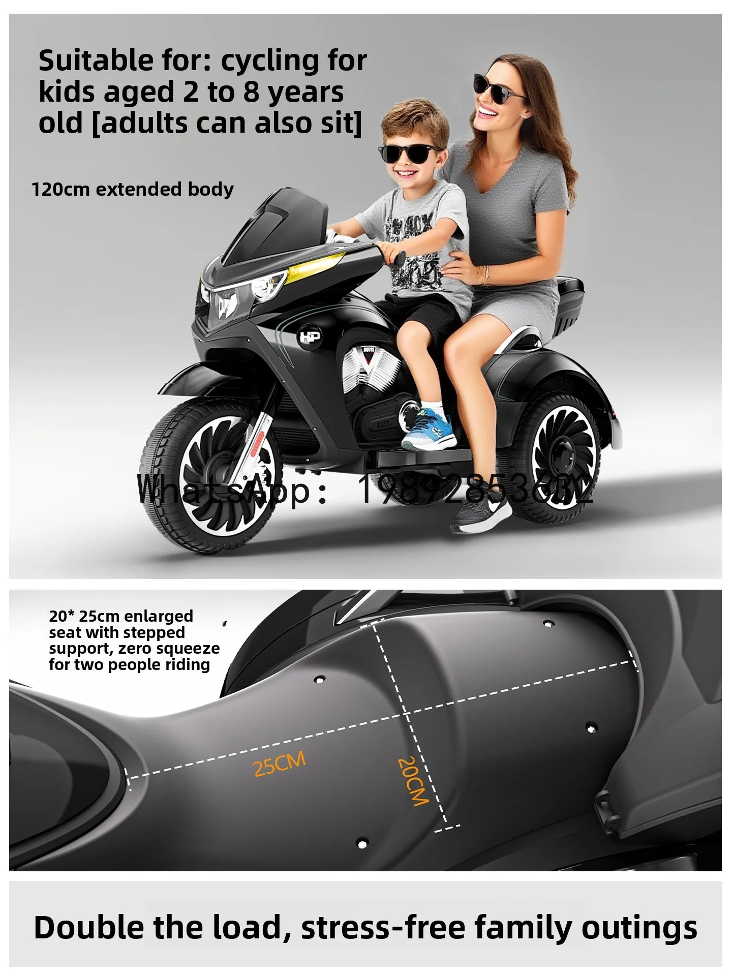 Children's Electric Motorcycle Baby Toy Car Can Sit People Kids Charging Battery Car