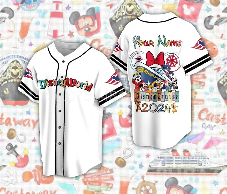 Mickey Mouse Disneyland 50th Anniversary Walt Disney World 3D Baseball Jersey Disney Baseball Jersey Fashion Casual Shirt