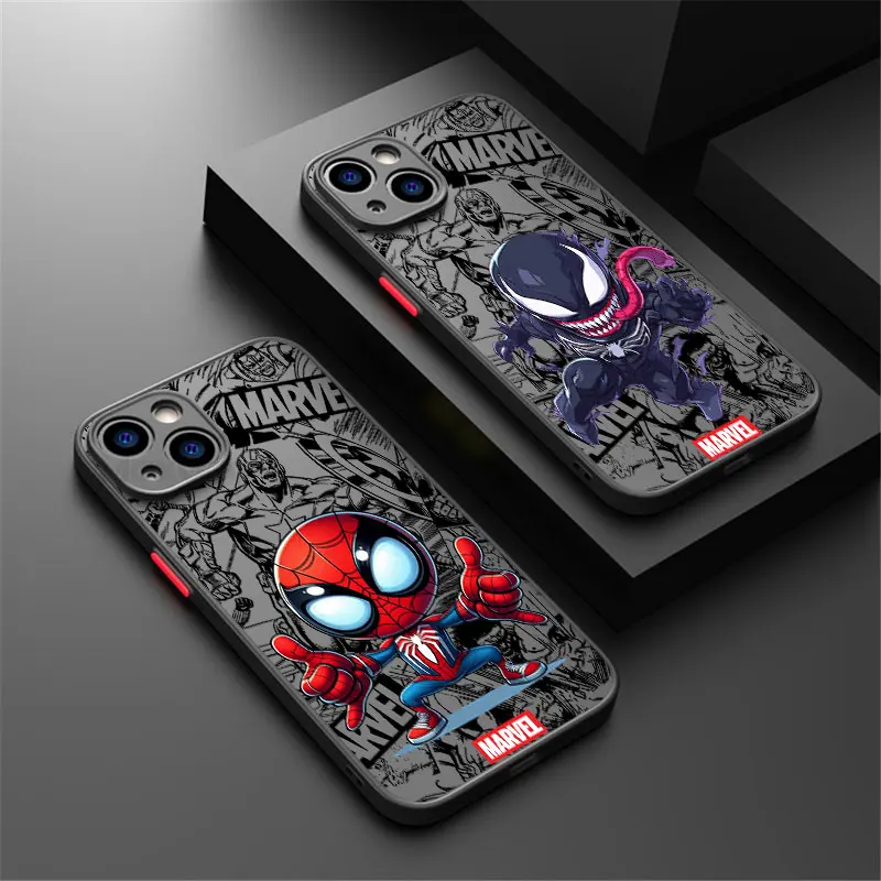 Coque de téléphone de luxe transparente Marvel Spider-Man Venom pour iPhone 17e 17 16e 16 15 14 13 12 11 Mini Pro Air XR Max Plus