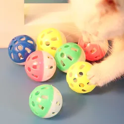 Plastic Pet Cat Kitten Play Balls with Jingle Bell Pounce Chase Rattle Toy Colourful Cat Pet Supplies