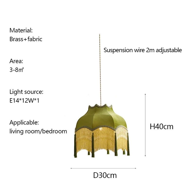 Sandyha Retro Kwastje Kroonluchter Stof Led Lampen Voor Entree Slaapkamer Woonkamer Eetkamer Hanglampen Ophanging Armatuur