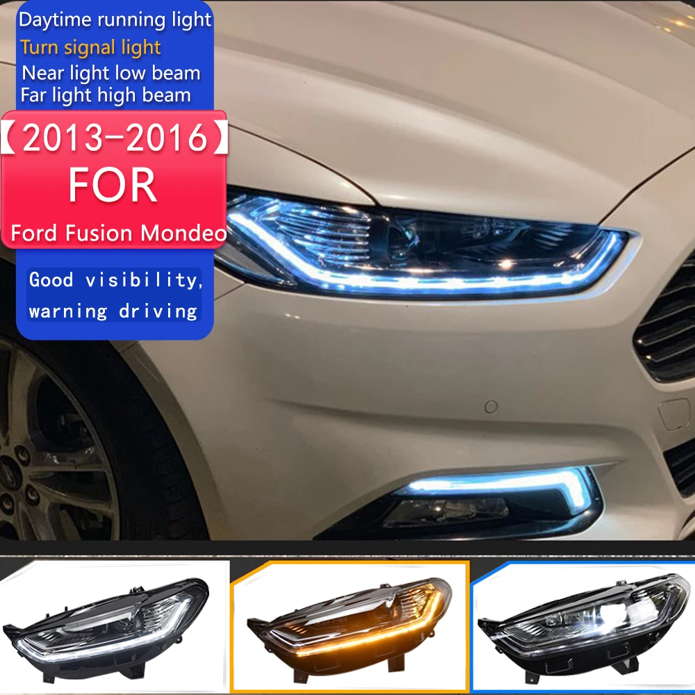 

2 шт. автомобильные товары для Ford Fusion Mondeo 2013-2016, фара, светодиодная фара, светодиодный двойной проектор, замена фар