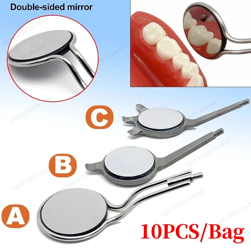 10Pcs/set Dental Mouth Mirror Anti-Fog Rhodium Double Sided Mirrors Dental Odontoscope Care Teeth Clean Examination Tool