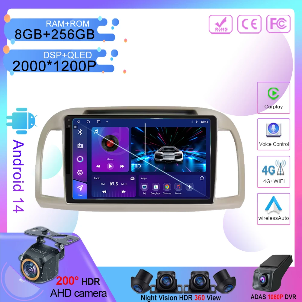 

Carplay Android 14 For Nissan March Micra K12 2002 - 2010 Auto Radio Stereo Multimedia Player Navigation GPS NO 2din DVD 5G Wifi
