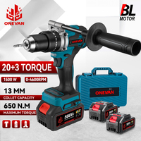 ONEVAN 13MM 650N.M Brushless Electric Impact Drill 20+3 Torque Cordless Electric Hammer Drill Power Tool For 21V 18V Battery