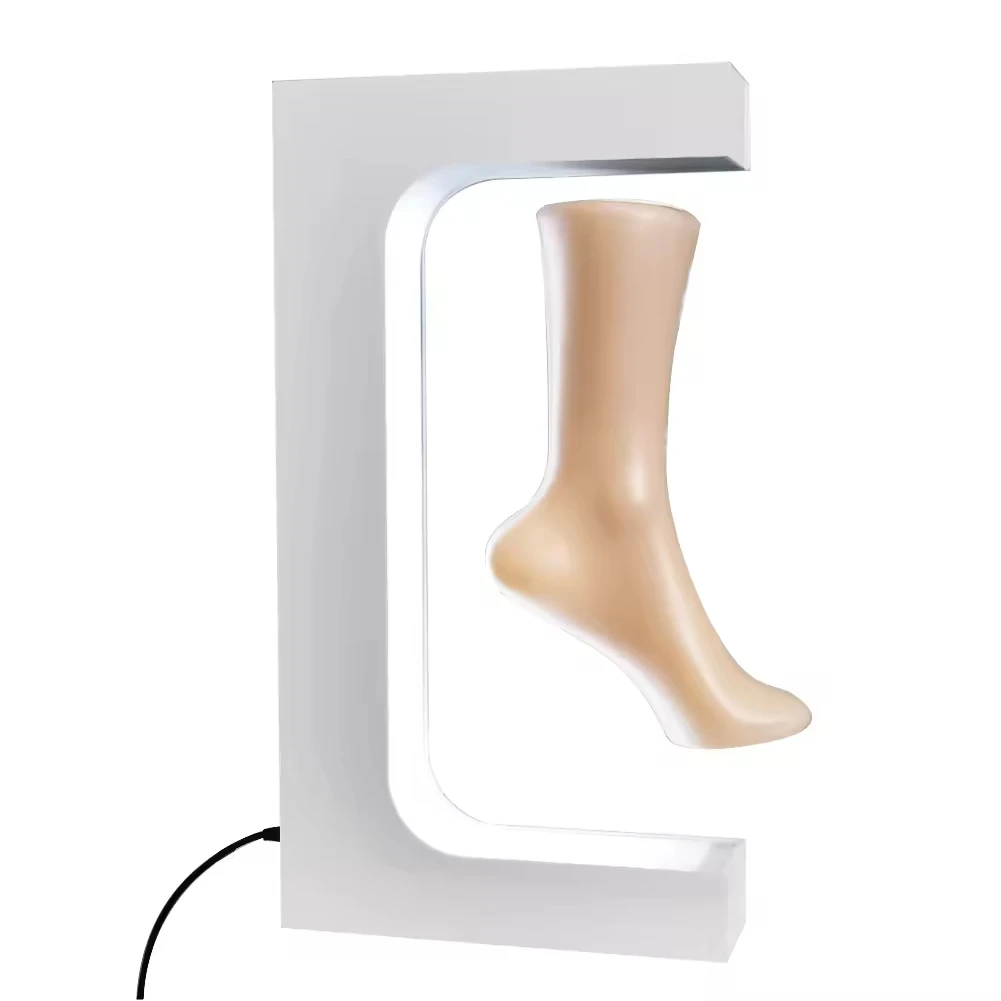 

High Quality Magnet Floating Shoe Display For Foot Customization Sneaker Colorful Lighting Rotating Magnetic Levitating Shoe