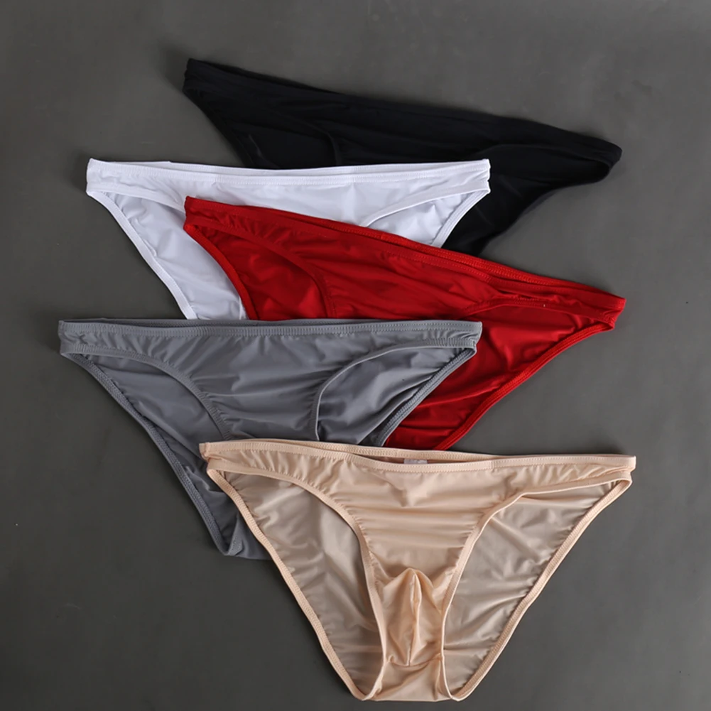 Sexy Man Underpants Bulge Pouch Thong G-String See-through Bikini Solid Briefs Underwear Ultra-thin Wet Seductive Lingerie Brief